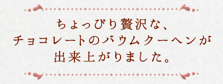 「ちょっぴり贅沢な、チョコレートのバウムクーヘン」